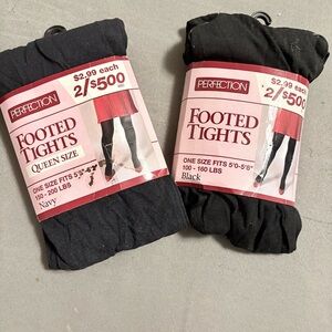 Perfection Navy and Black Footed Tights